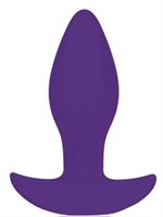 Фиолетовая коническая анальная вибровтулка с ограничителем - 8,5 см. - фото 164858