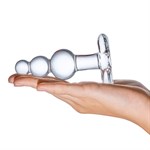 Прозрачная анальная пробка-елочка с 3 шариками Butt Plug with Tapere Base - 11 см. 119347