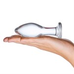 Прозрачная округлая анальная пробка Classic Glass Butt Plug - 11 см. 119348