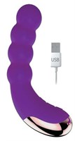 Фиолетовый силиконовый изогнутый вибромассажер с 10 режимами вибрации - фото 165879