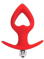 Красная вибровтулка-сердечко с ограничителем - 10,5 см. - фото 164888