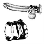 Двойное металлическое кольцо на пенис с регулируемым ремешком - фото 1364083