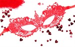 Красная ажурная текстильная маска  Кэролин  - фото 269509