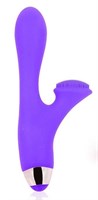 Фиолетовый вибромассажер с клиторальным стимулятором с шипиками - фото 165900