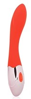 Красный изогнутый вибромассажер с 10 режимами вибрации - фото 362252