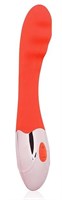 Красный ребристый вибромассажер с 10 режимами вибрации - фото 178660