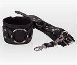 Черные наручники-напульсники из натуральной кожи - фото 1404050
