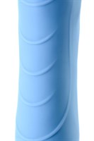 Голубой силиконовый вибратор с функцией нагрева и пульсирующими шариками FAHRENHEIT - 19 см. - фото 1404322