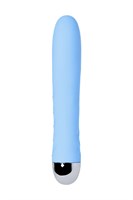 Голубой силиконовый вибратор с функцией нагрева и пульсирующими шариками FAHRENHEIT - 19 см. - фото 67176