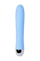 Голубой силиконовый вибратор с функцией нагрева и пульсирующими шариками FAHRENHEIT - 19 см. - фото 1404314