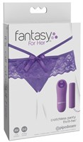Фиолетовые трусики с вибропулей и пультом Crotchless Panty Thrill-Her - фото 1404384