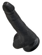 Черный фаллоимитатор с мошонкой и присоской 6  Cock with Balls - 17,8 см. - фото 179530