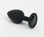 Черная анальная пробка с черным стразом - 7,6 см. - фото 1404512