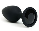 Черная анальная пробка с черным стразом - 7,6 см. - фото 1404511