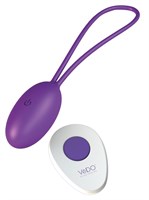 Фиолетовое виброяйцо VeDO Peach с пультом ДУ - фото 189896