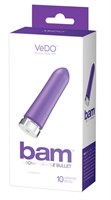 Фиолетовая перезаряжаемая вибропуля VeDO Bam - 9,7 см. - фото 189900