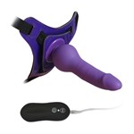 Фиолетовый страпон 10 Mode Vibrations 6.3  Harness Silicone Dildo - 15,5 см. - фото 161099