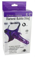 Розовый страпон 10 Mode Vibrations 8.5  Harness Rabbit Dong - 19 см. - фото 161104