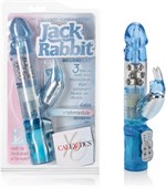 Голубой вибромассажер-кролик Waterproof Jack Rabbit - 24 см. - фото 163327