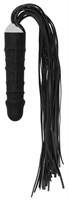 Черная плеть с рукоятью-фаллосом Whip with Realistic Silicone Dildo - 45,5 см. - фото 143325