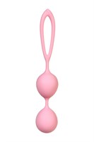 Розовые силиконовые вагинальные шарики с ограничителем-петелькой - фото 1404938