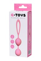 Розовые силиконовые вагинальные шарики с ограничителем-петелькой - фото 1404940