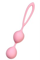 Розовые силиконовые вагинальные шарики с ограничителем-петелькой - фото 96477