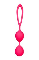 Ярко-розовые вагинальные шарики с петелькой - фото 1364553