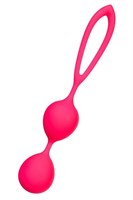 Ярко-розовые вагинальные шарики с петелькой - фото 1364552