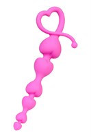 Розовая силиконовая анальная цепочка Sweety - 18,5 см. - фото 188104