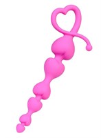 Розовая силиконовая анальная цепочка Sweety - 18,5 см. - фото 181285