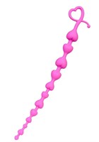 Розовая силиконовая анальная цепочка Long Sweety - 34 см. - фото 188109