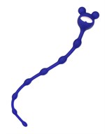 Синяя силиконовая анальная цепочка Froggy - 27,4 см. - фото 181301
