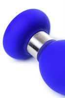 Синяя силиконовая анальная втулка с ограничителем - 10 см. - фото 1405011