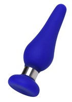 Синяя силиконовая анальная втулка с ограничителем - 10 см. - фото 181327