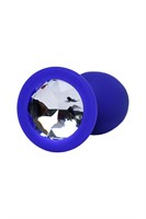 Синяя силиконовая анальная пробка Brilliant с прозрачным кристалллом - 7 см. - фото 95789