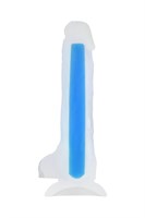 Прозрачно-синий фаллоимитатор, светящийся в темноте, Bruce Glow - 22 см. - фото 1405160