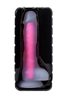 Прозрачно-розовый фаллоимитатор, светящийся в темноте, Clark Glow - 22 см. - фото 1405175