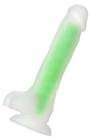 Прозрачно-зеленый фаллоимитатор, светящийся в темноте, Dick Glow - 18 см. - фото 162910