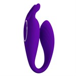 Фиолетовый U-образный вибратор для пар Bill с пультом ДУ - фото 170715
