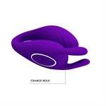 Фиолетовый U-образный вибратор для пар Bill с пультом ДУ - фото 1337345