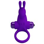 Фиолетовое эрекционное кольцо с выступом-зайчиком для стимуляции клитора - фото 164172