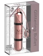Золотистый мини-вибратор на цепочке Glittering Bullet - 9 см. - фото 166483