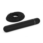 Черный мини-вибратор Le Wand Baton с текстурированной насадкой - 11,9 см. - фото 163465
