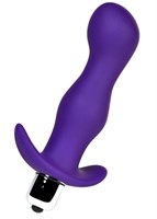 Фиолетовая изогнутая анальная вибропробка - 12,9 см. - фото 1405649