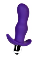 Фиолетовая изогнутая анальная вибропробка - 11,2 см. - фото 1405669