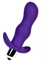 Фиолетовая изогнутая анальная вибропробка - 11,2 см. - фото 1405668