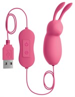 Розовая, работающая от USB вибропуля в форме кролика Cute - фото 1405742