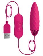 Розовая, рельефная, работающая от USB вибропуля Fun - фото 470995
