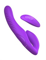 Фиолетовый безремневой вибрострапон с пультом Ultimate Strapless Strap-On - 22,22 см. - фото 1405775